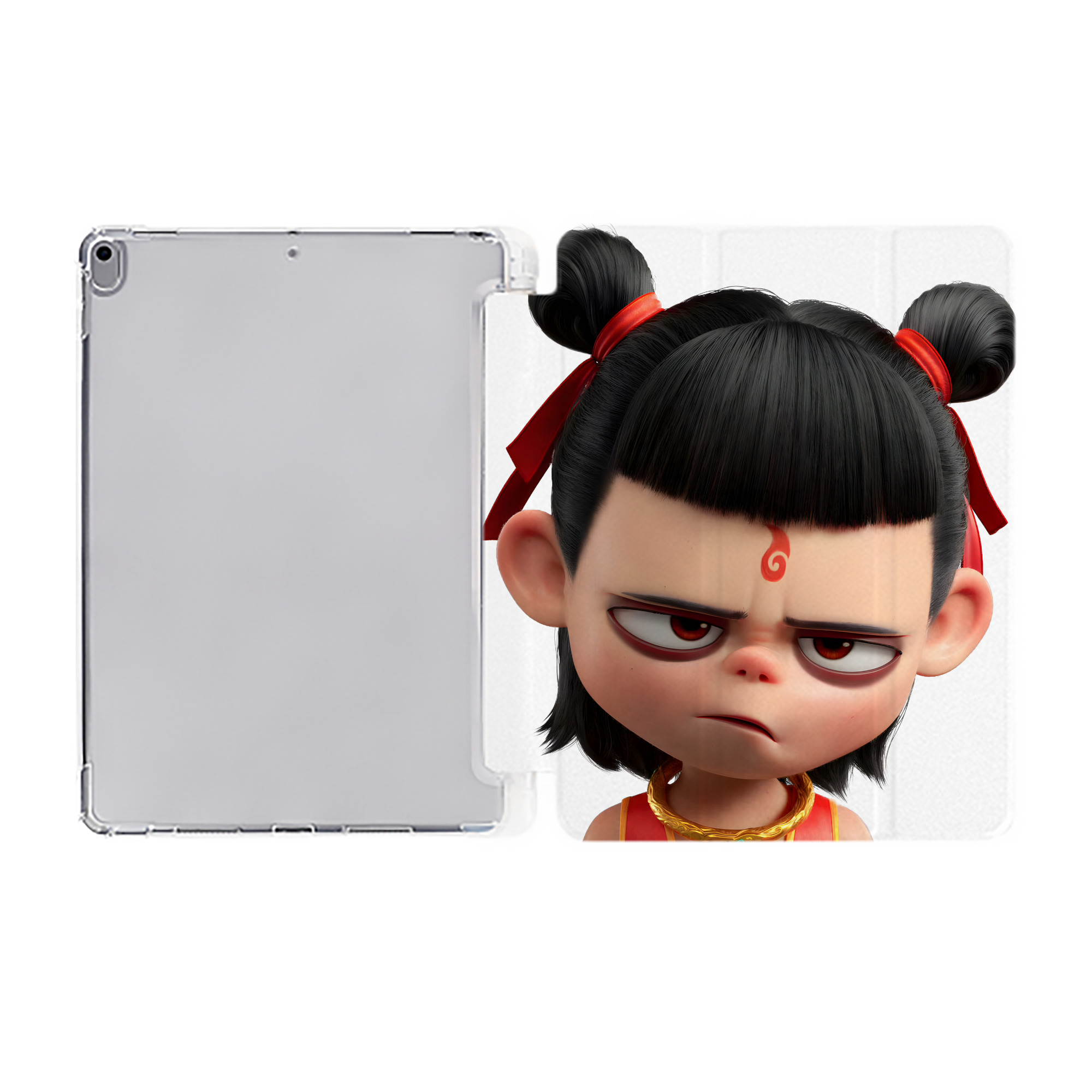 Ne Zha 2 ナタ 魔童の大暴れ IPad ケース ペン収納付き 三つ折りスタンド PUレザー×シリコン 対応機種9.5/10.5/10.9インチ